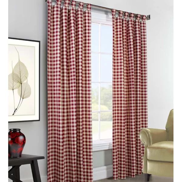 Thermalogic Check Cotton Blend Plaid Room Darkening Thermal Tab Top Curtain Panels (Set of 2) | Wayfair North America
