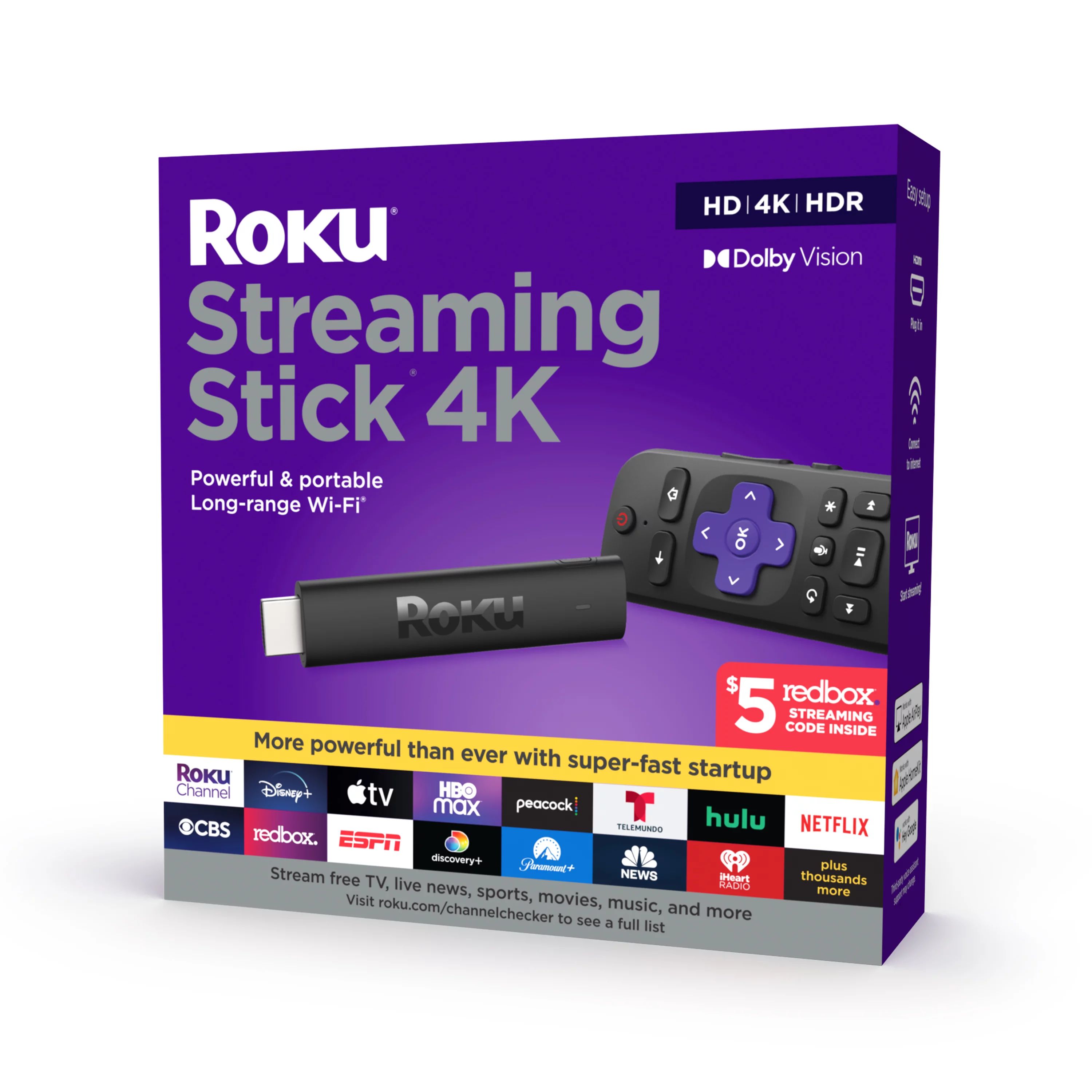 Roku Streaming Stick 4K Streaming Device 4K/HDR/Dolby Vision with Voice Remote and TV Controls | Walmart (US)