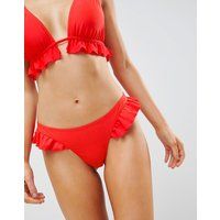 ASOS Frill Side Thong Bikini Bottom - Red | ASOS ROW