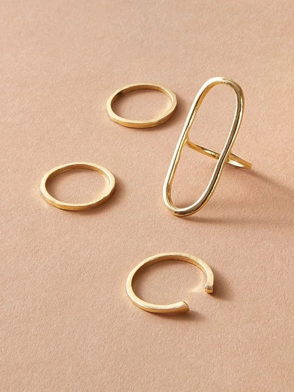 4pcs Simple Metallic Ring | SHEIN