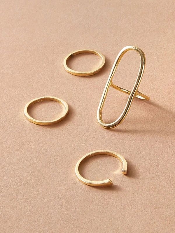 4pcs Simple Metallic Ring | SHEIN