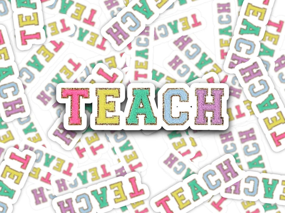 Teach Varsity Chenille Print Sticker, Teach Varsity Letter Sticker, Teach Die-Cut Varsity Letter ... | Etsy (US)