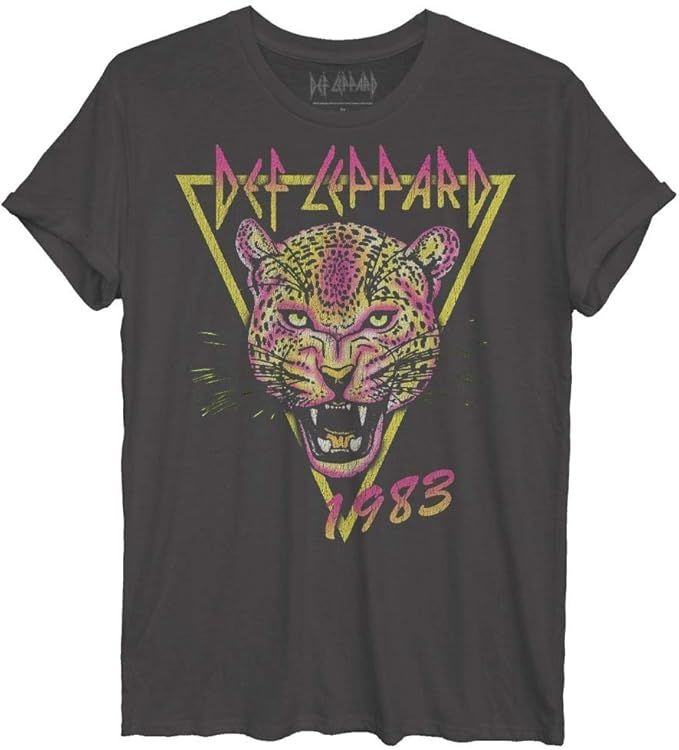 Def Leppard neon Leppard cat Heavy Metal Rolled Sleeve Body | Amazon (US)