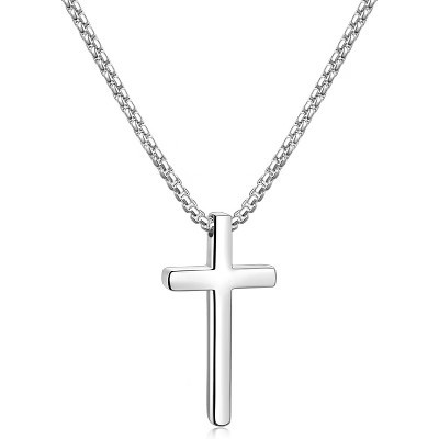 Cross Necklace for Men, Silver/Gold/Black Mens Cross Necklaces with 2.5mm Cross Chain and Stainless Steel Cross Pendant, Box Chain 20 Inch | Target