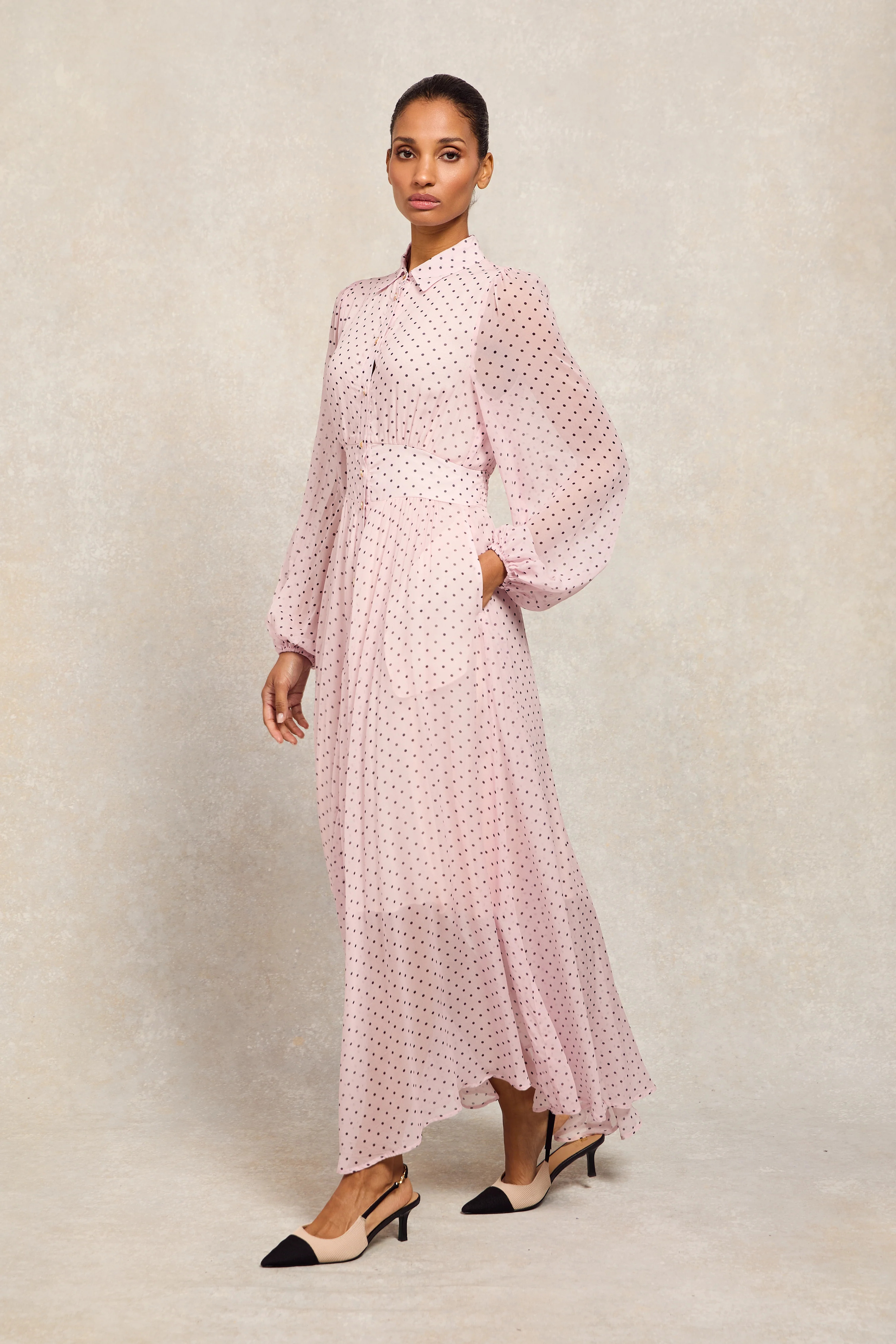 Paros Shirt Dress (Pink Polka Dot) | Holland Cooper