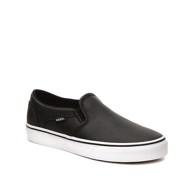 Vans Asher Perforated Slip-On Sneaker - Women's - Black - Size 5 - Skate Slip-On | DSW