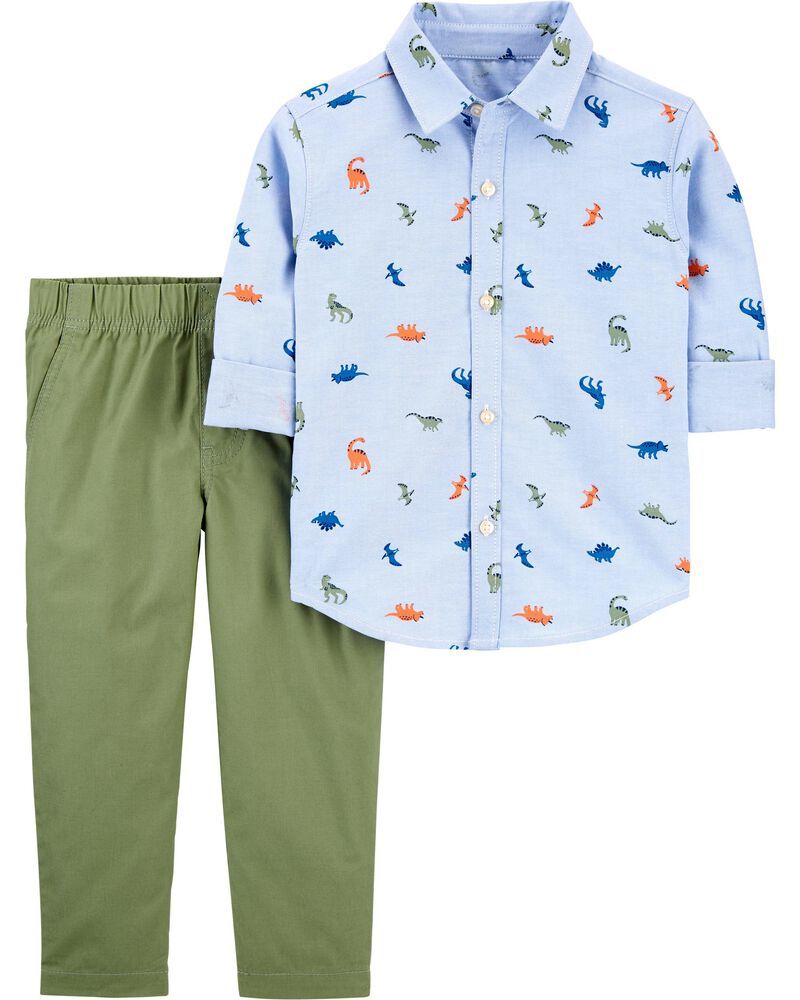2-Piece Dinosaur Button-Front Shirt & Pant Set | Carter's