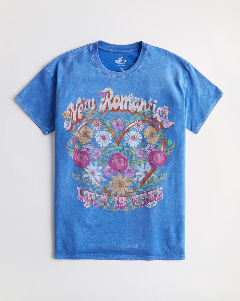 Women's Oversized Print Graphic Tee | Women's Tops | HollisterCo.com | Hollister (US)