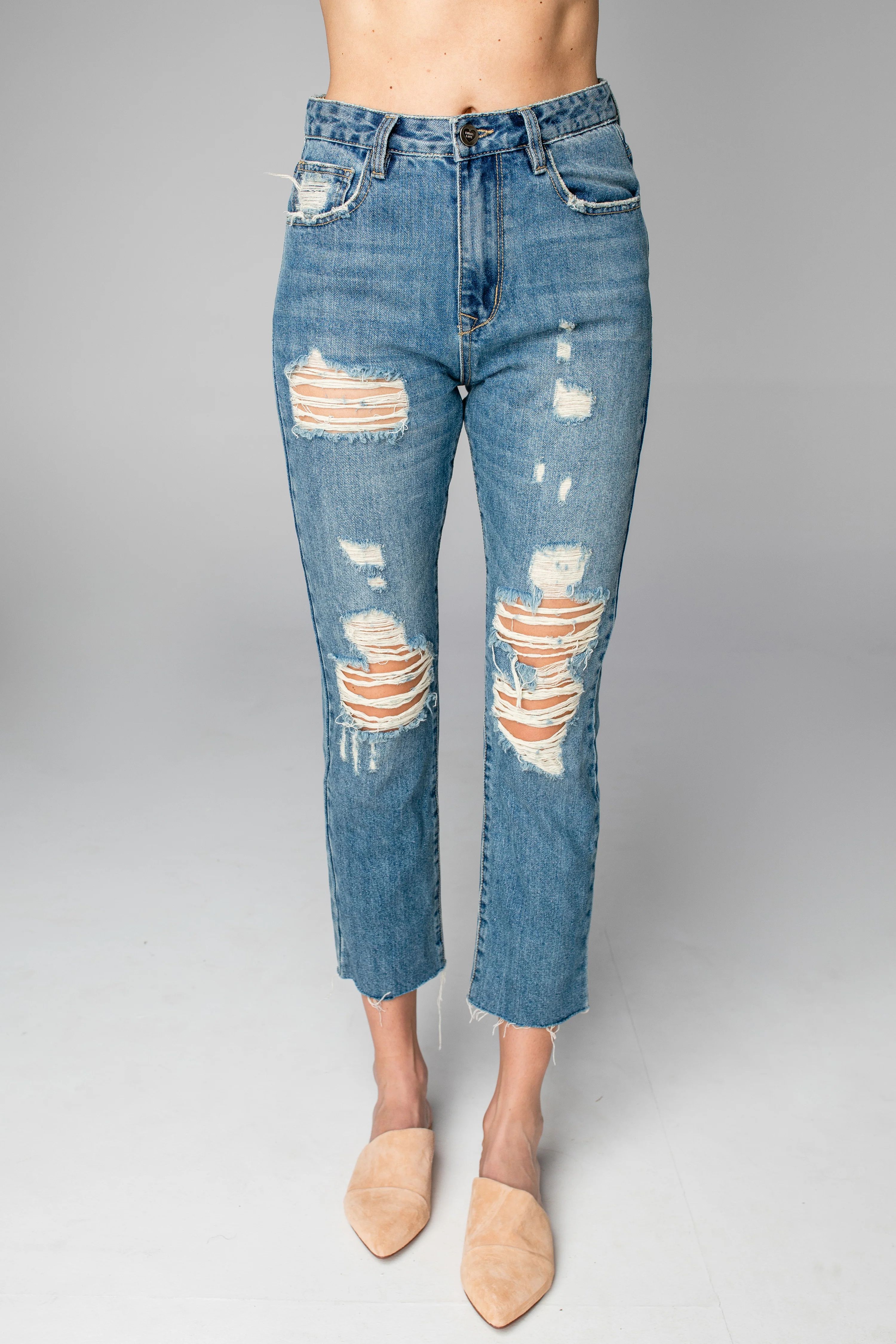 Ryan Distressed Skinny Jeans - Medium Wash | BuddyLove