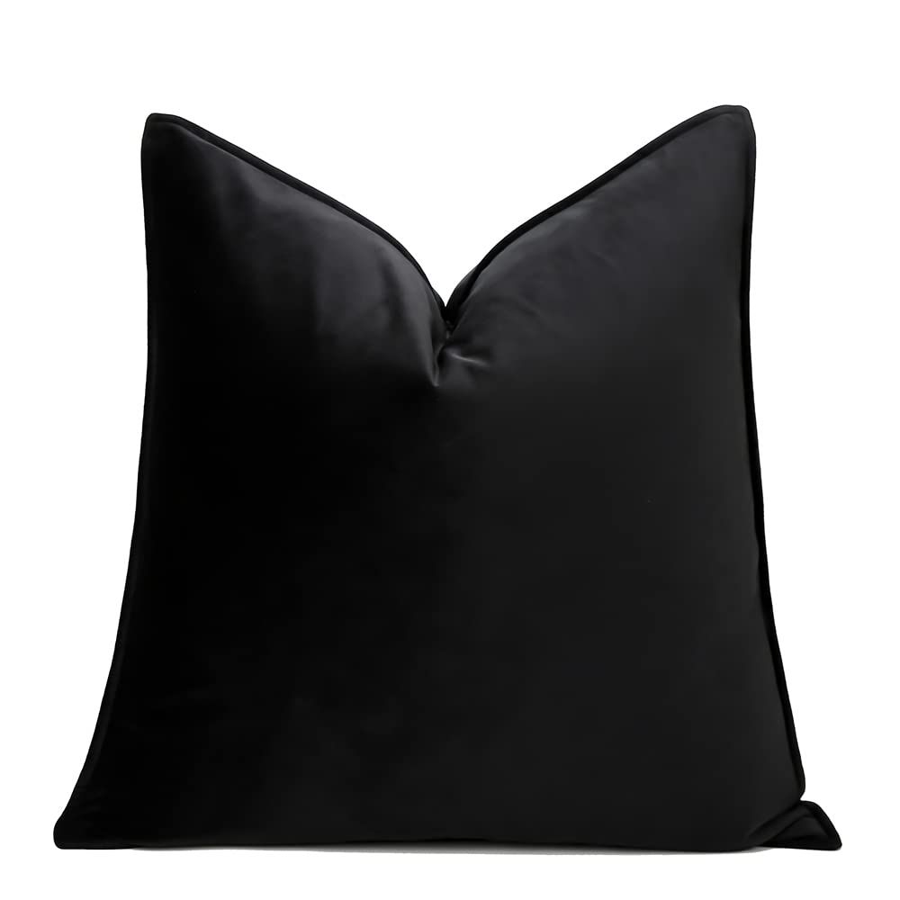 20X20inches All Black Decorative Throw Pillow Covers Soft Velvet Cushion Cover for Couch Sofa Bed... | Amazon (US)