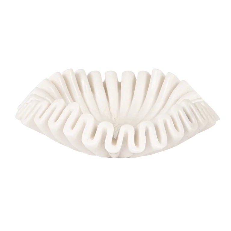 Creative Co-Op Marble Round Ruffle Bowl, White | Walmart (US)