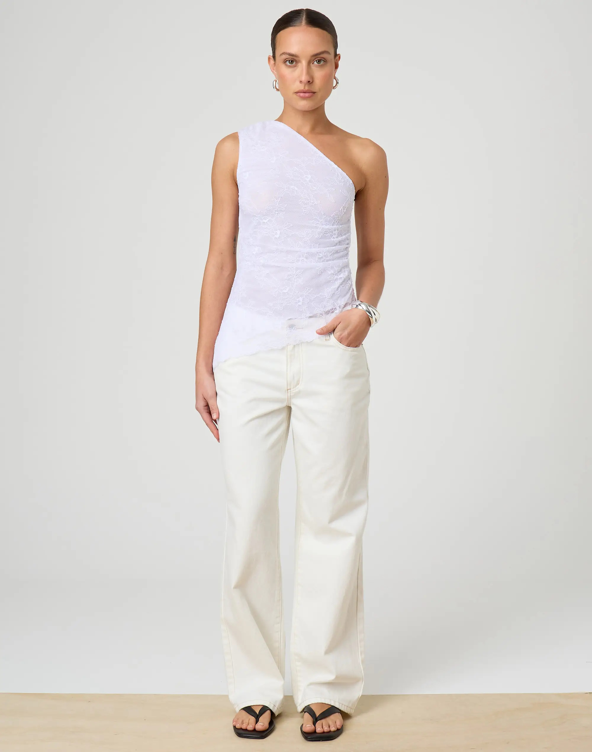 Asymmetrical One Shoulder Lace Top | Glassons (Australia)