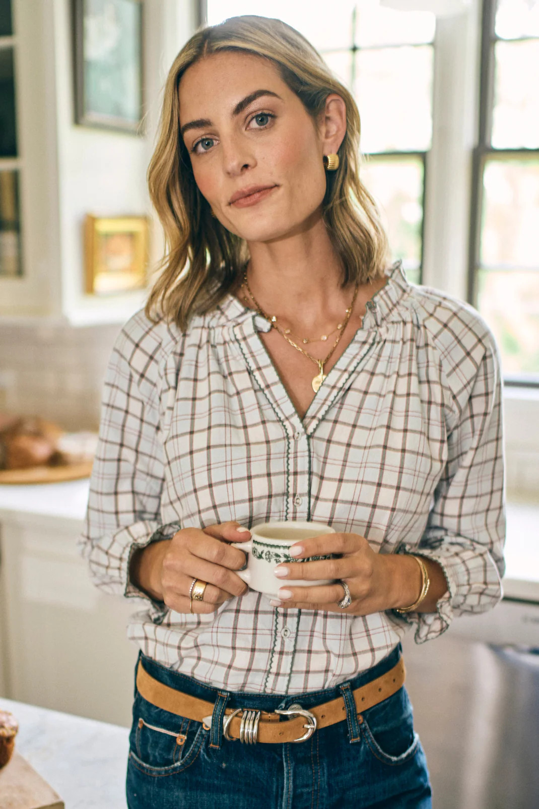 Harper Top in Powder Plaid | Baybala