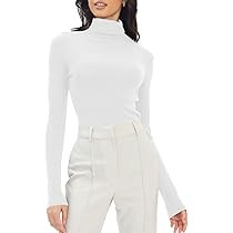 Trendy Queen Womens Mock Turtleneck Long Sleeve Shirts Fall Fashion Basic Layering Slim Fit Soft ... | Amazon (US)
