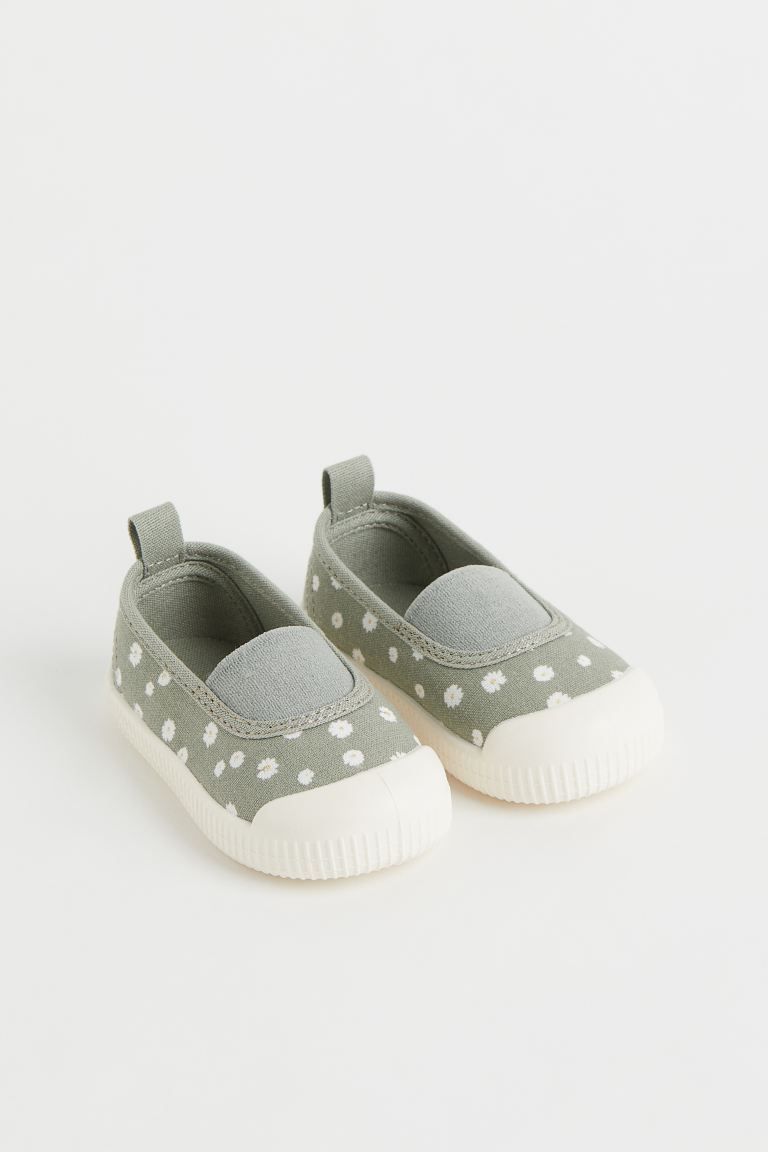 Slip-on shoes in cotton canvas. Wide elasticized panel over foot and a small loop at back for eas... | H&M (US + CA)