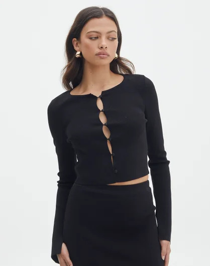 Long Sleeve Flare Button Up Top in Black | Glassons | Glassons (NZ)