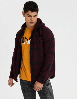 AE Flannel Hooded Shirt | American Eagle Outfitters (US & CA)