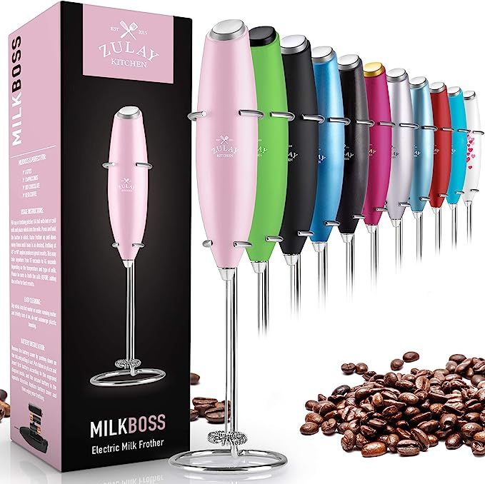 Zulay High Powered Milk Frother Handheld Foam Maker for Lattes - Great Electric Whisk Drink Mixer... | Amazon (US)