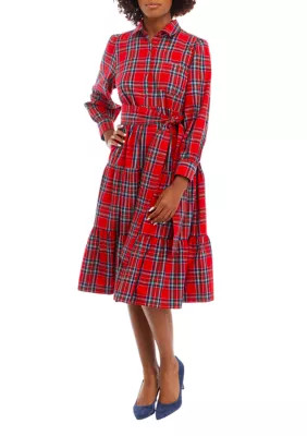 Crown & Ivy™ Women's Long Sleeve Printed Midi Dress | Belk