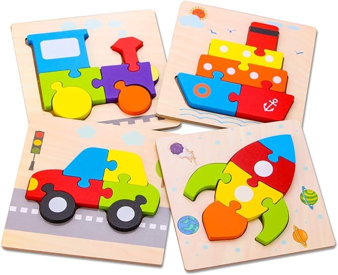 SKYFIELD Wooden Toddler Puzzles, Gift Toys for 1 2 3 Years Old Boys &Girls, Baby Educational Toys... | Amazon (US)