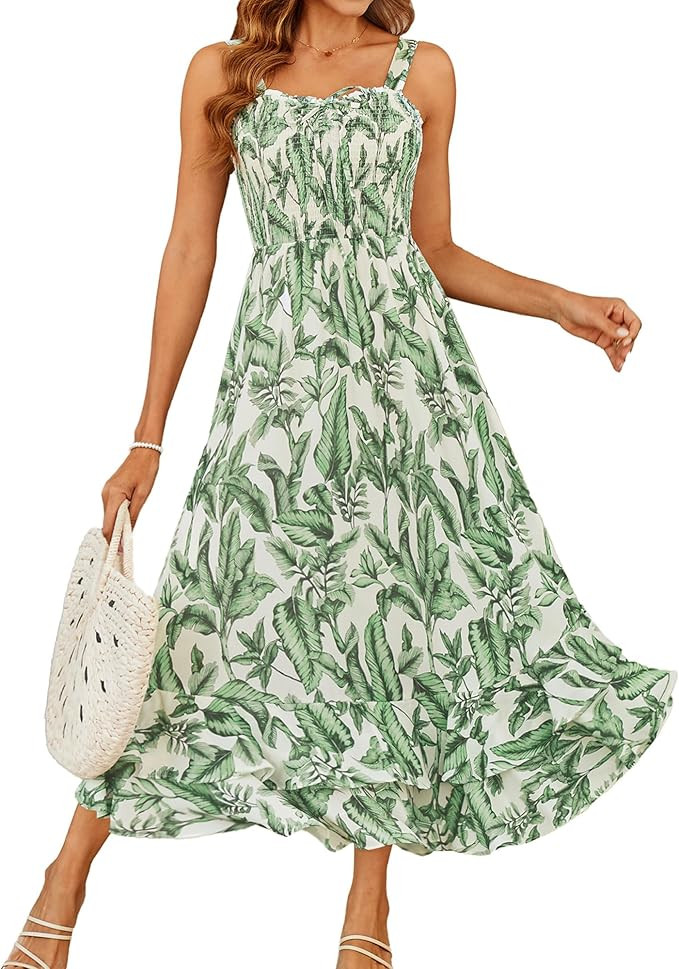 GRACE KARIN Women's 2025 Summer Floral Boho Dress Square Neck Strapped Swing A Line Sundress Beac... | Amazon (US)