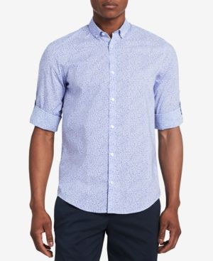 Calvin Klein Men's Classic-Fit Floral-Print Cotton Shirt | Macys (US)