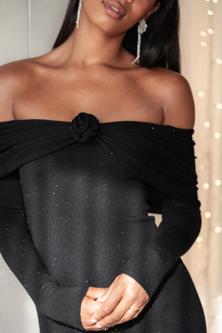 Pennie Maxi Dress - Black Sequin Knit | Petal & Pup (US)