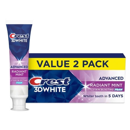 Crest 3DWhite Advanced Whitening Toothpaste, Radiant Mint, 3.3 oz, 2 Pack | Walmart (US)