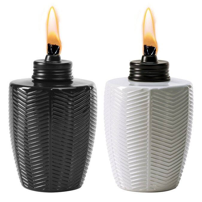 TIKI 5.75-in Black Or White Glass Tabletop Torch Lowes.com | Lowe's