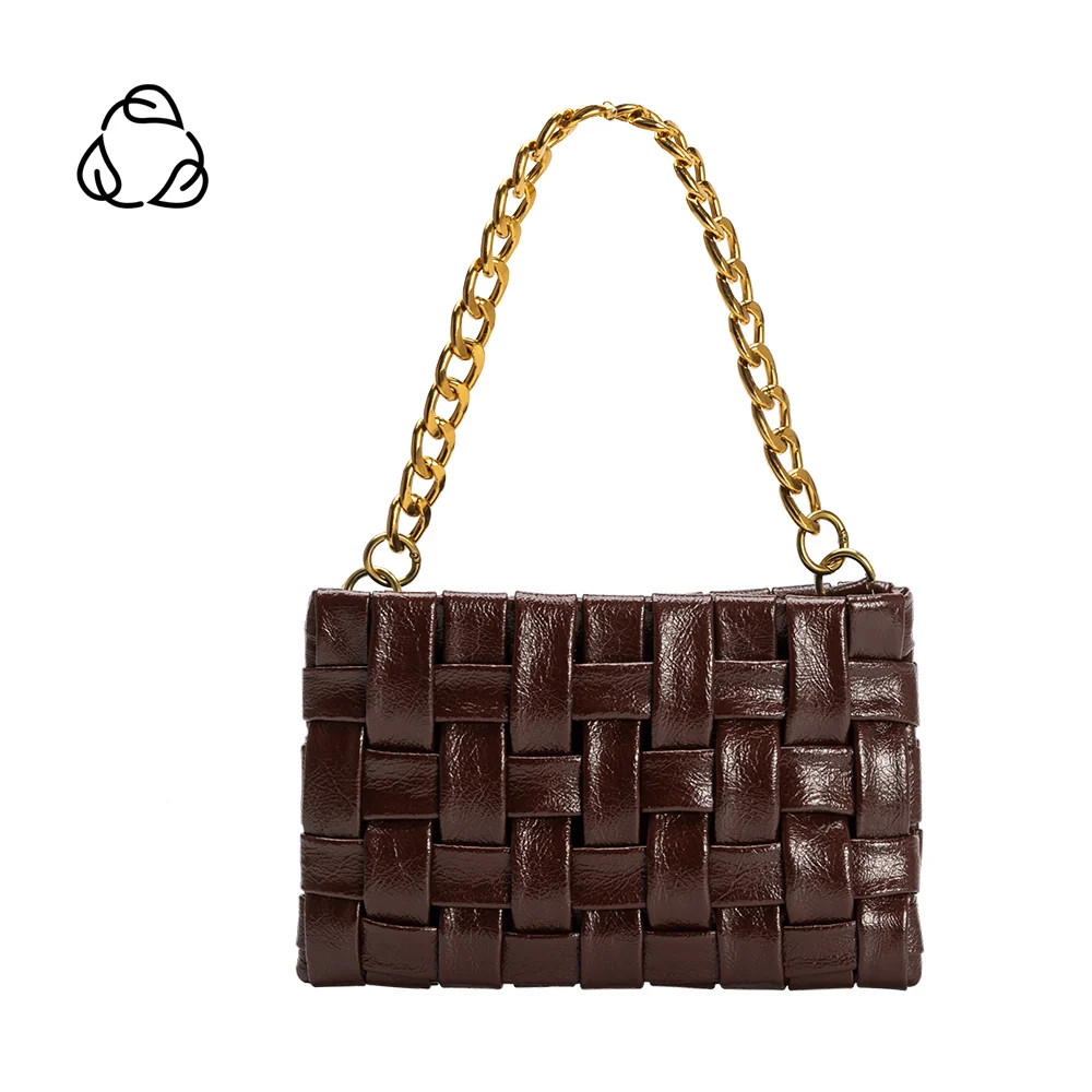 Espresso Mimie Woven Chain Crossbody Bag | Melie Bianco | Melie Bianco