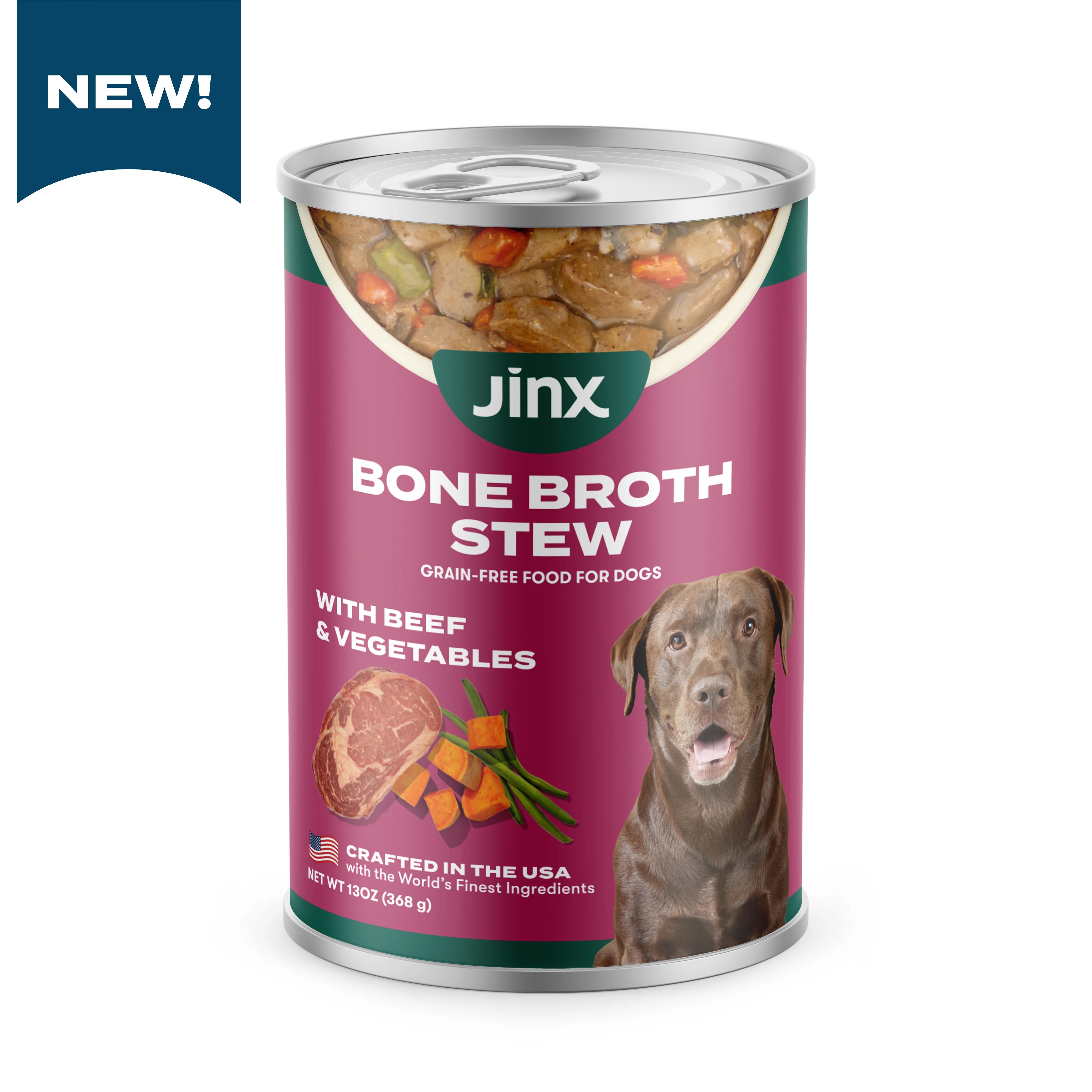 Jinx Bone Broth Stew Grain-Free Beef & Vegetables Wet Dog Food, 13 oz Can | Walmart (US)