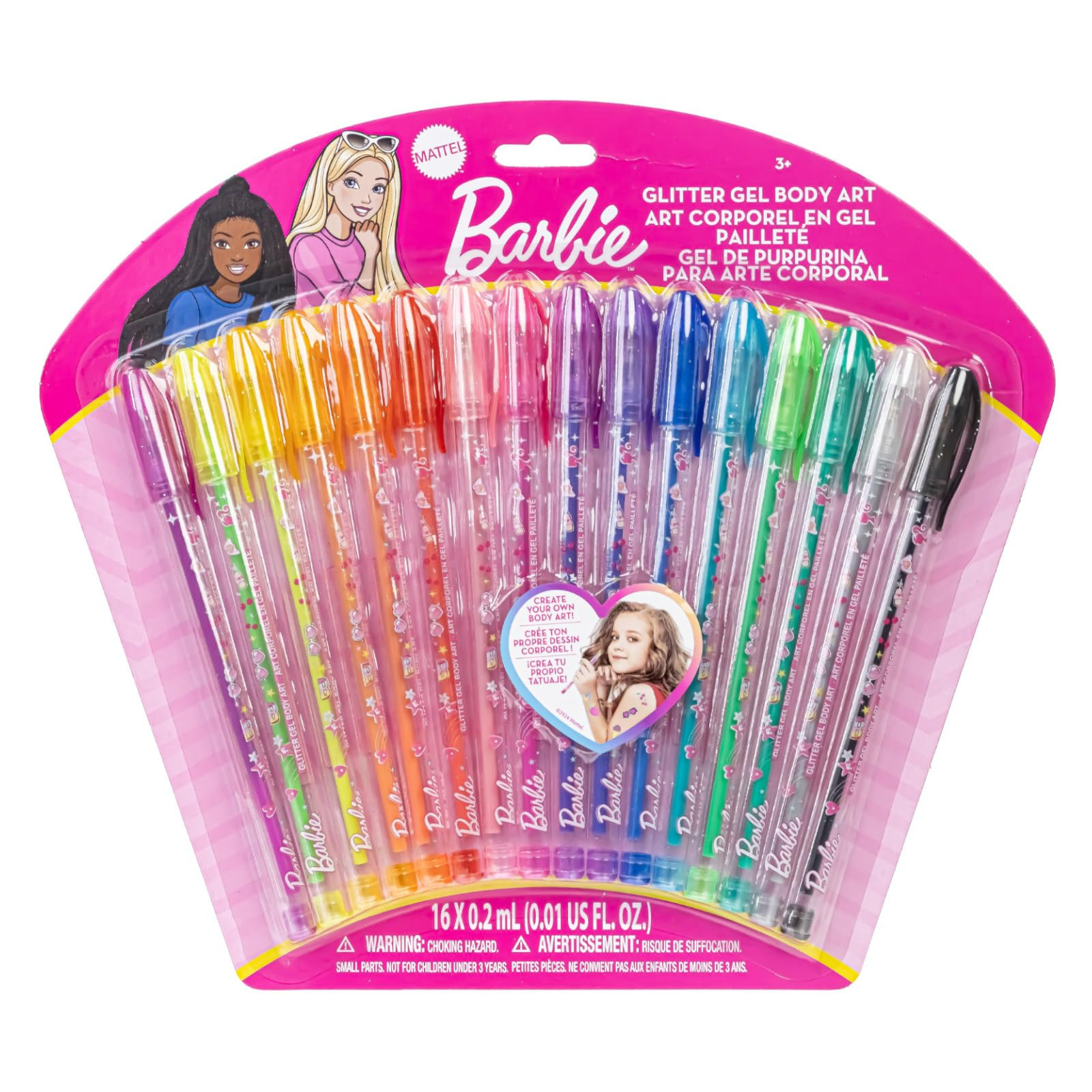 Barbie 16 Piece Glitter Pen Body Art Set, Glittery and Bright Colors, Ages 3 by Townley Girl | Amazon (US)
