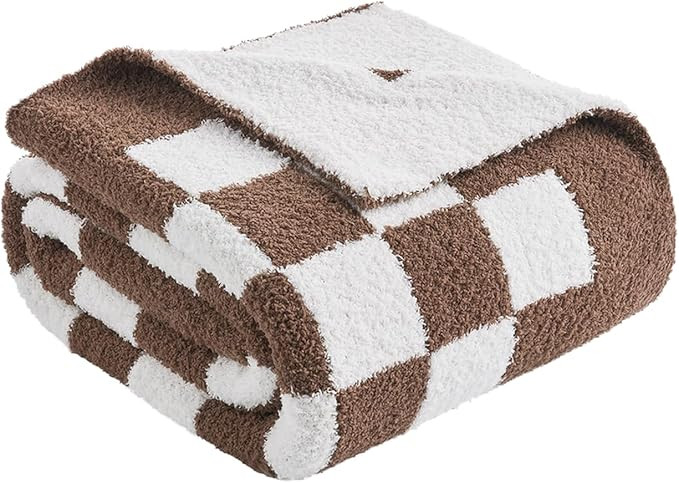 Snuggle Sac Checkered Throw Blanket for Couch, Super Soft, Cozy Warm Knit Blankets, Reversible Pl... | Amazon (US)