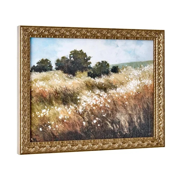 Home Decor Collection Calm Meadow Landscape Wall Art, Nature Canvas Print with Wood Bronze Frame,... | Walmart (US)