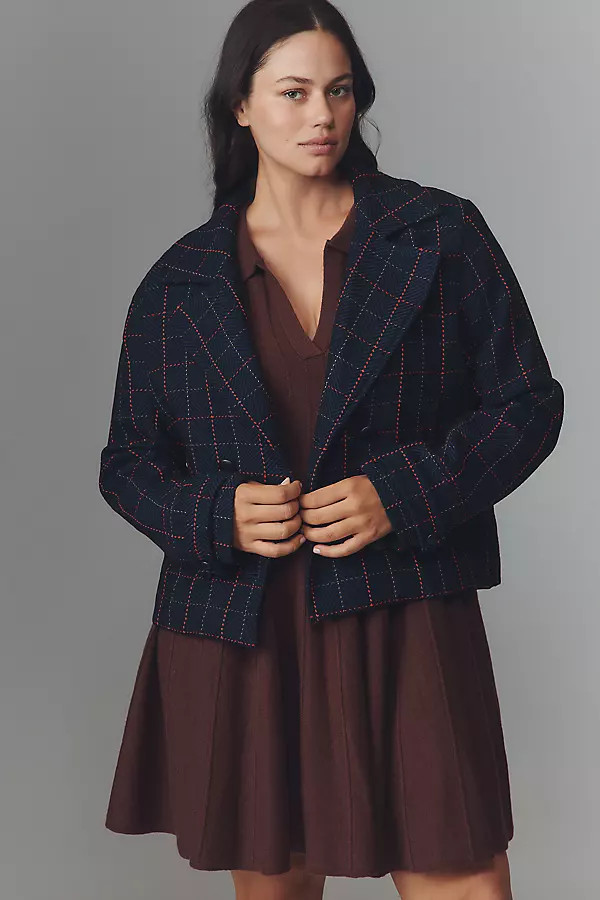 @merricksart x Maeve Plaid Crop Blazer | Anthropologie (US)