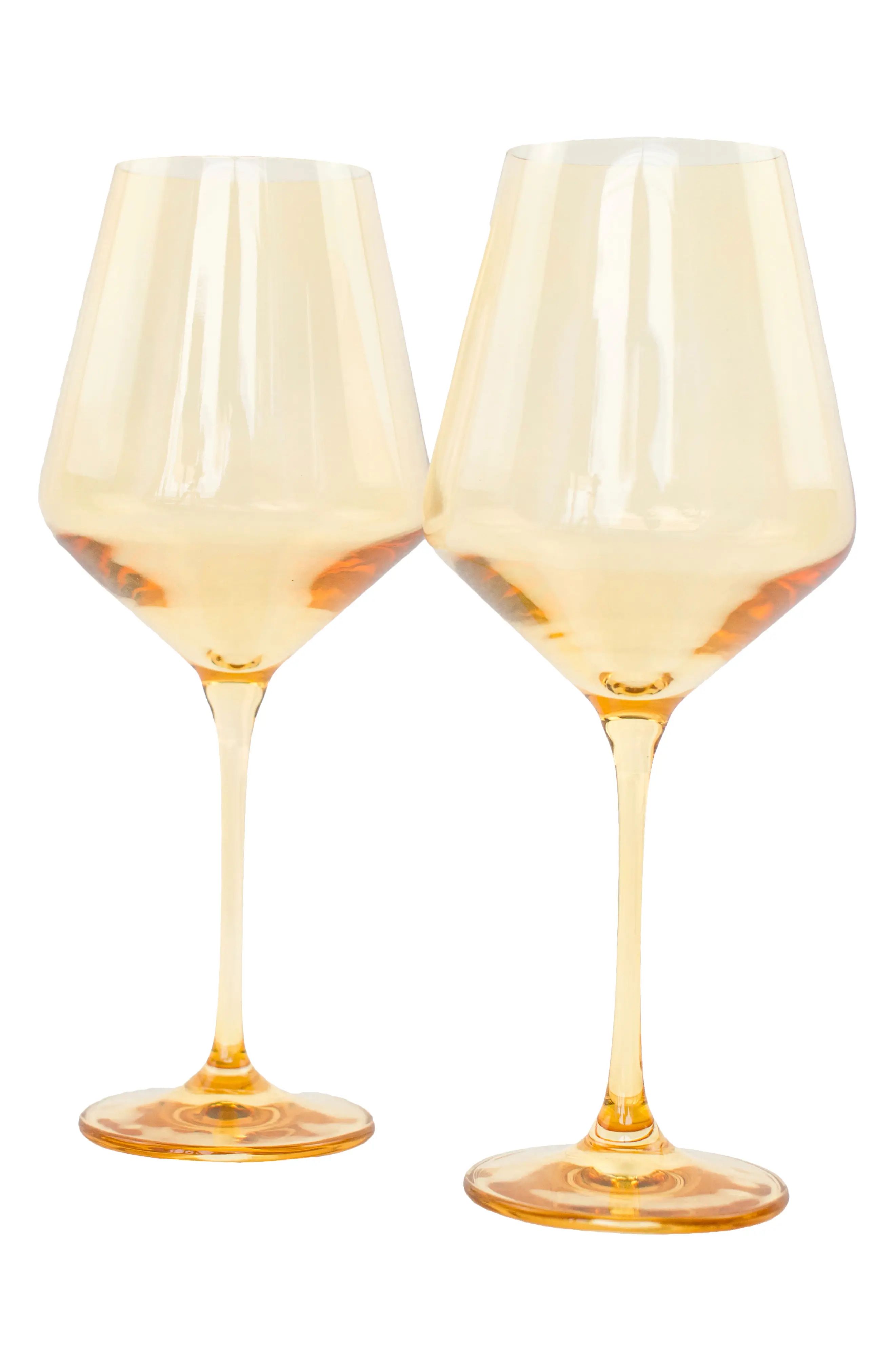 Estelle Colored Glass Set of 2 Stem Wineglasses in Yellow at Nordstrom | Nordstrom