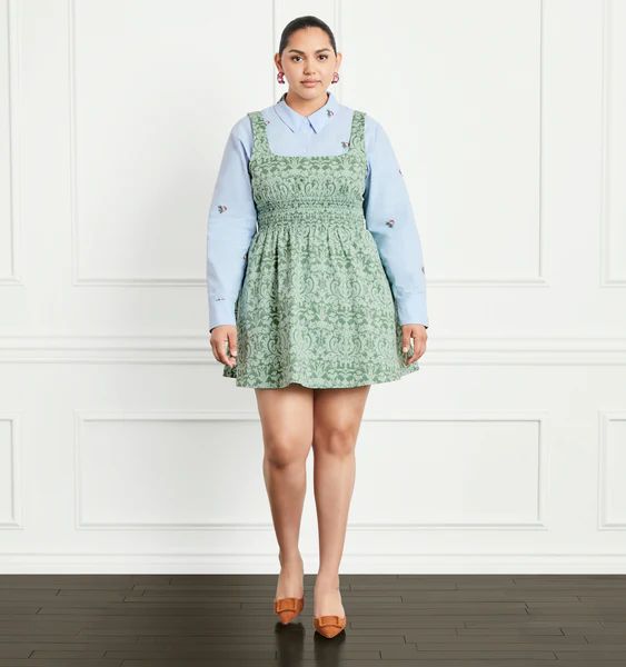 The Cher Dress - Green Jacquard | Hill House Home