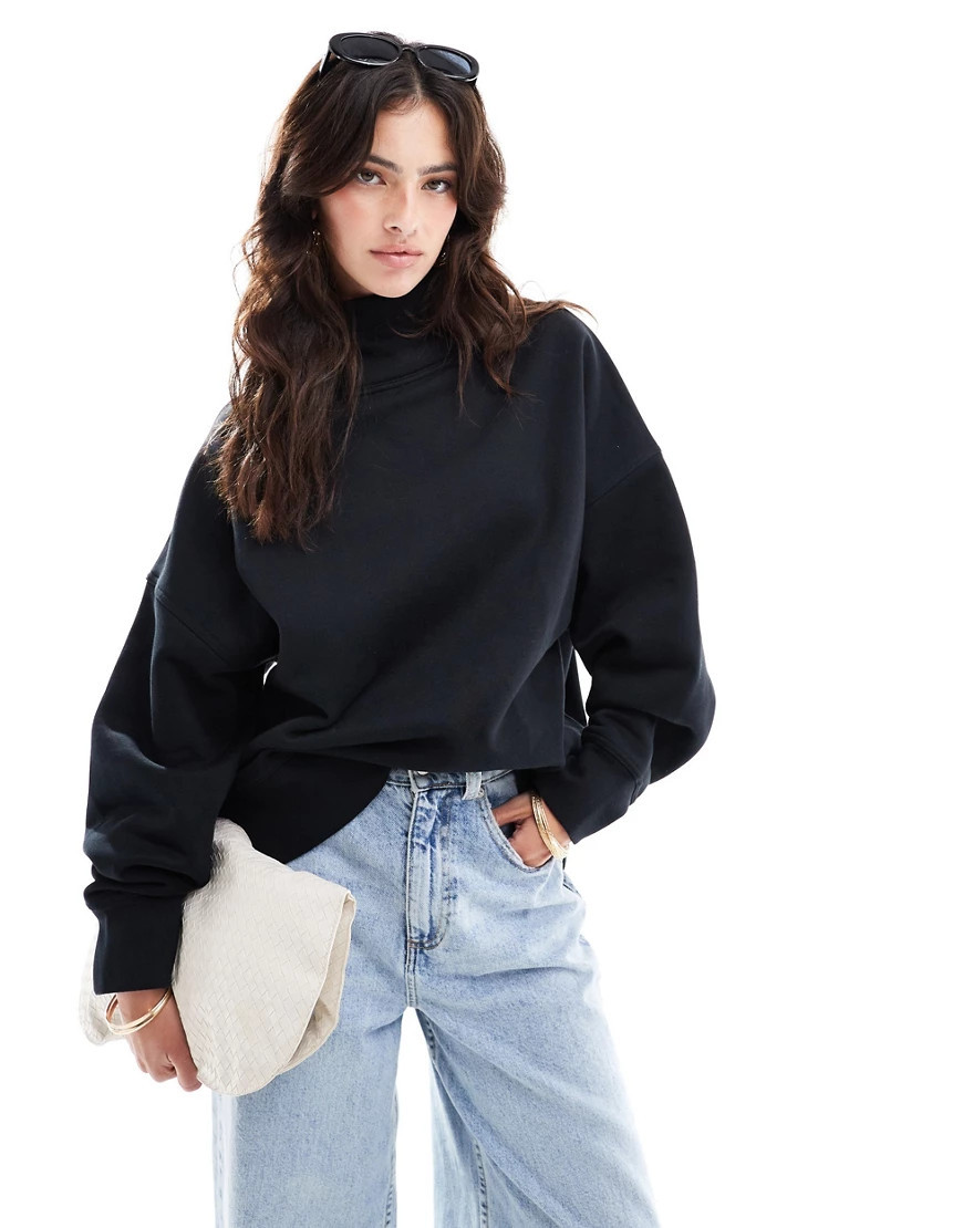 ASOS DESIGN heavyweight high neck sweatshirt in black | ASOS (Global)