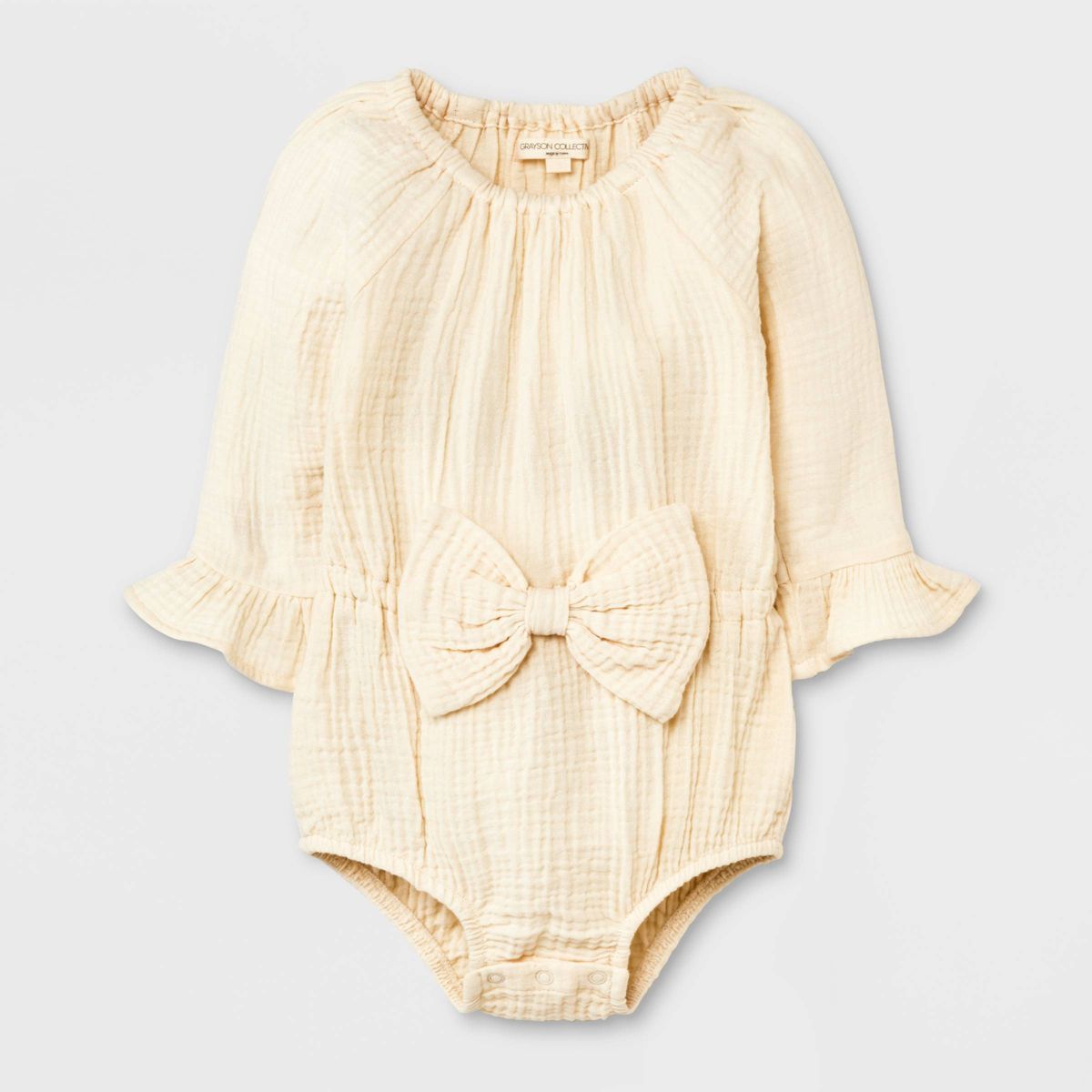Grayson Collective Baby Girls' Bow Gauze Bubble Romper - Cream | Target