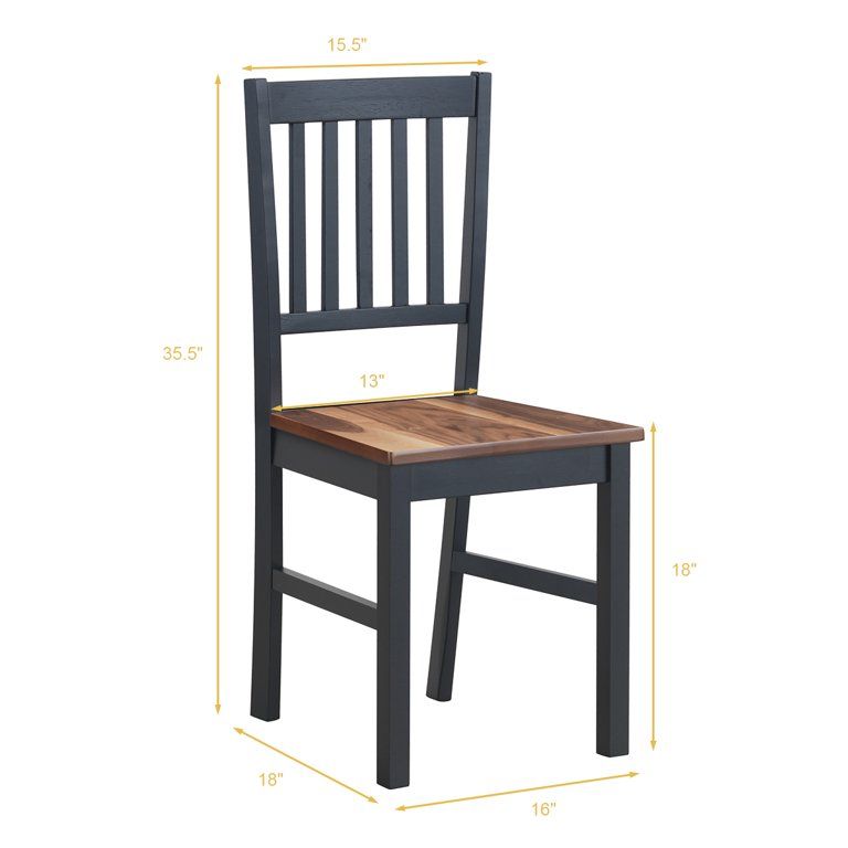 Set of 4 Dining Chair Kitchen Black Spindle Back Side Chair with Solid Wooden Legs | Walmart (US)
