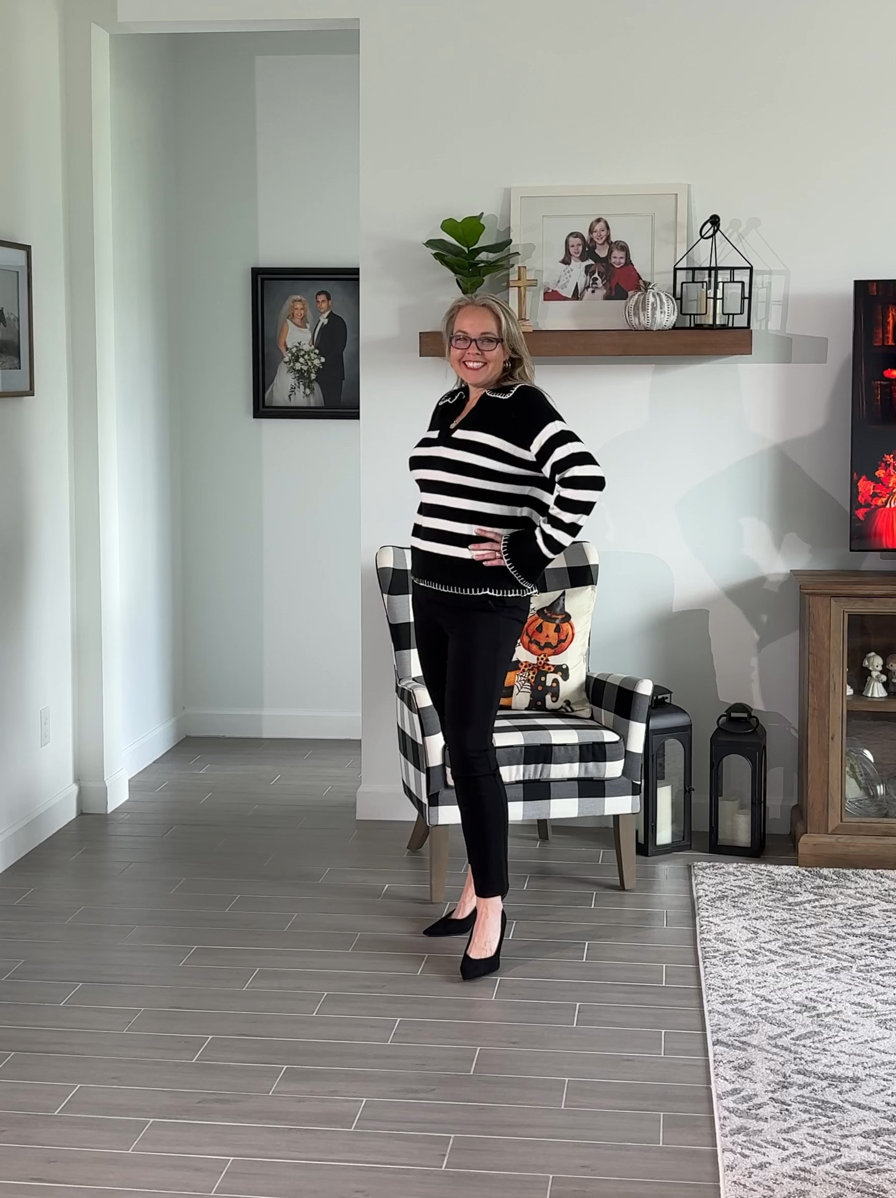 Amazon sweater paired with Time and Tru Walmart raw hem jeans. 