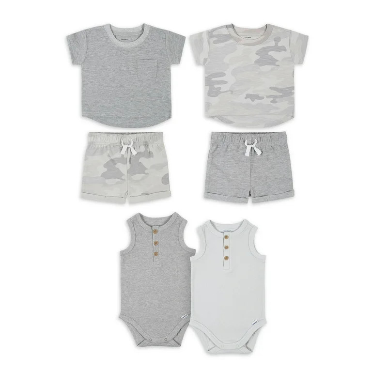 Modern Moments By Gerber Baby Boy Henley T-Shirt , Shorts & Sleeveless Bodysuits, 6-Piece Outfit ... | Walmart (US)