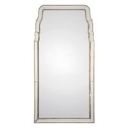 Hand Carved Queen Anne Will Mirror in Distressed Gold Leaf | The Well Appointed House, LLC