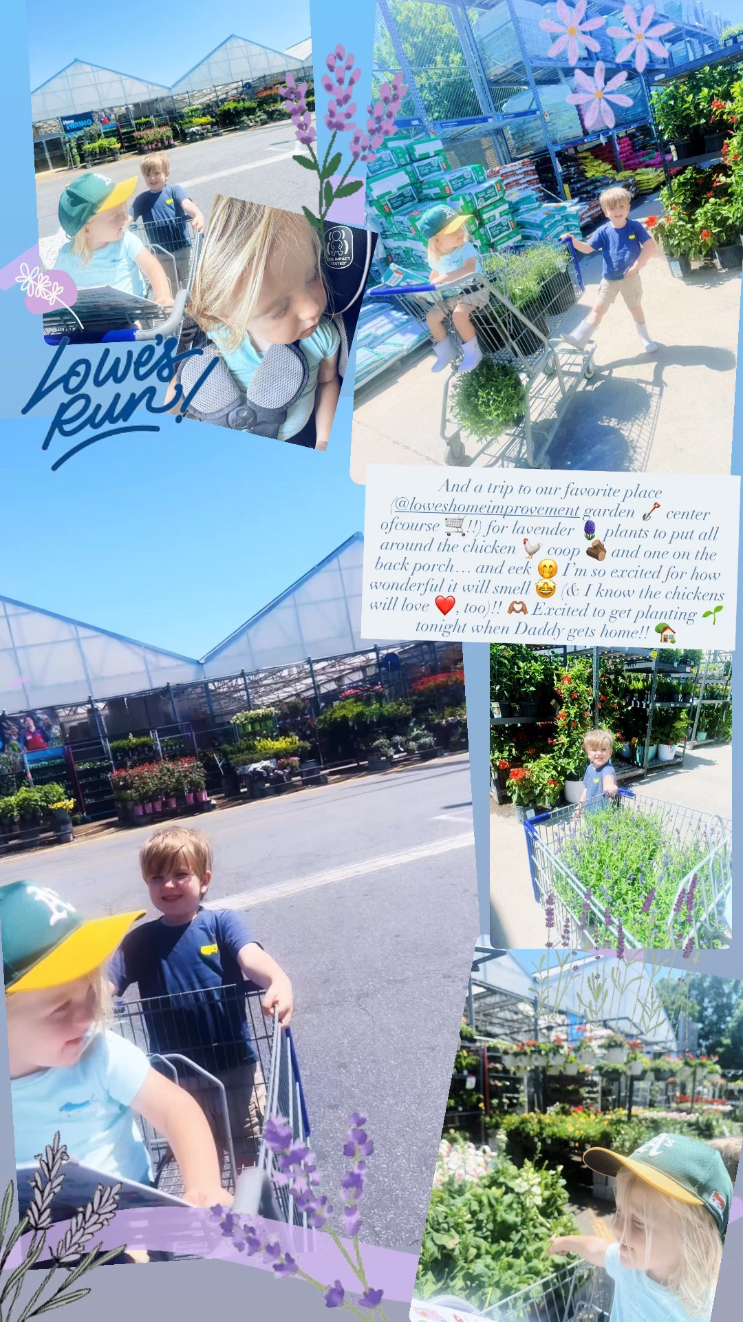 And a trip to our favorite place (@loweshomeimprovement garden 🪏 center ofcourse 🛒!!) for lavender 🪻 plants to put all around the chicken 🐓 coop 🪵 and one on the back porch… and eek 🤭 I’m so excited for how wonderful it will smell 🤩 (& I know the chickens will love ❤️, too)!! 🫶🏽 Excited to get planting 🌱 tonight when Daddy gets home!! 🏡