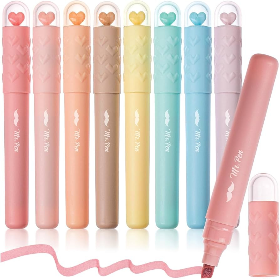 Mr. Pen Aesthetic Highlighters - 8 Pack Chisel Tip Vintage Pastel Colors, Cute Assorted Pastel Hi... | Amazon (US)