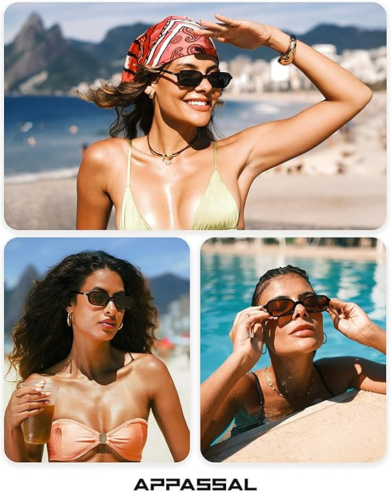 Appassal Retro Rectangular Sunglasses for Women Vintage 2026 Fashion Trendy Funny Small 90s Squar... | Amazon (US)