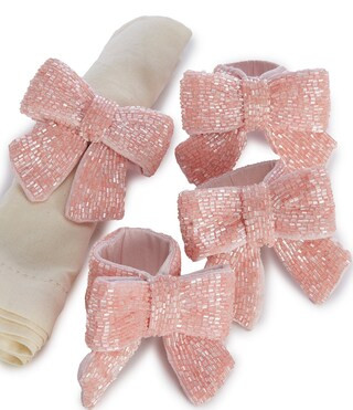 Southern Living Holiday Pink Bow Napkin Rings, Set of 4 | Dillard's | Dillard's