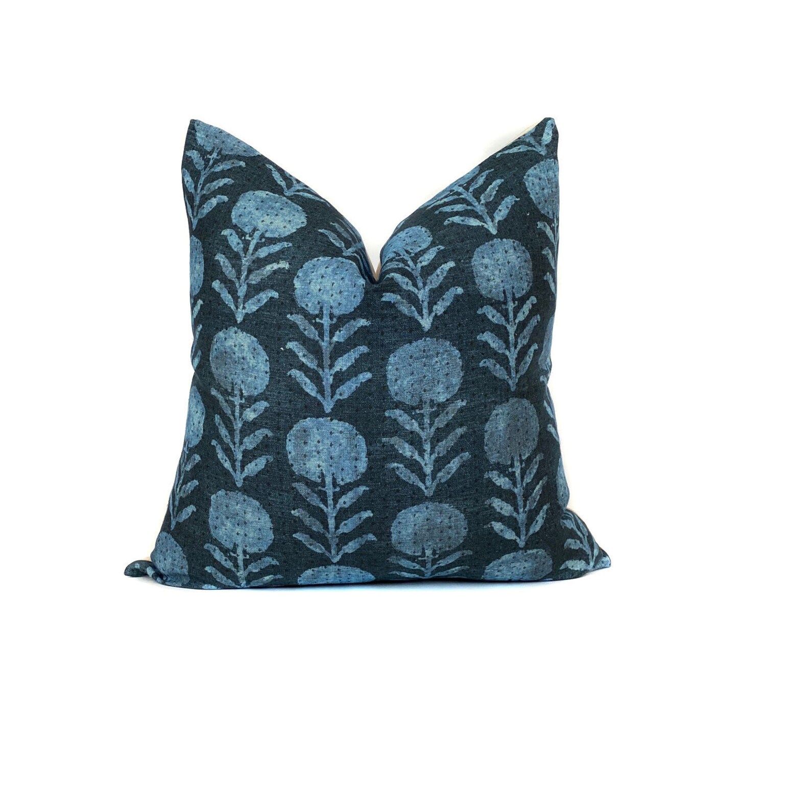 Zinnia Designer  Pillow Cover | INDIGO | Modern Farmhouse Pillow | Blue Designer Pillow | High En... | Etsy (US)