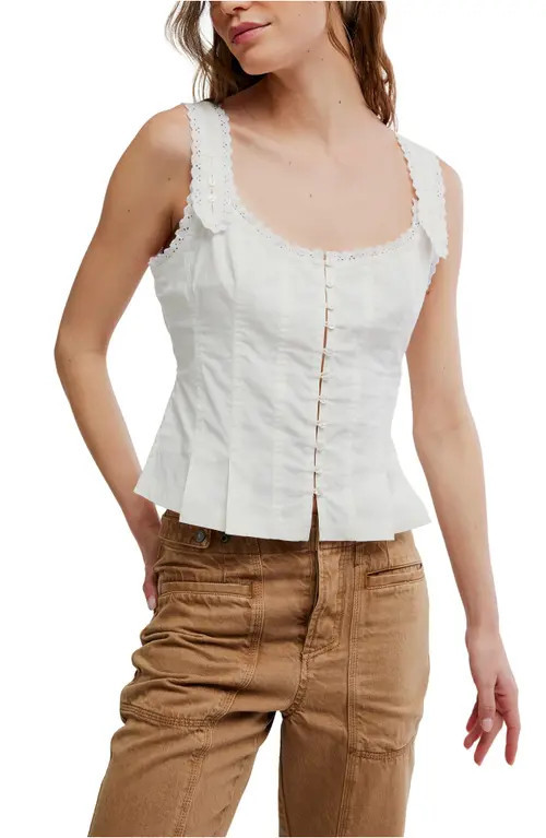 Free People Bridgette Corset Peplum Top in Clean Ivory at Nordstrom, Size Small | Nordstrom