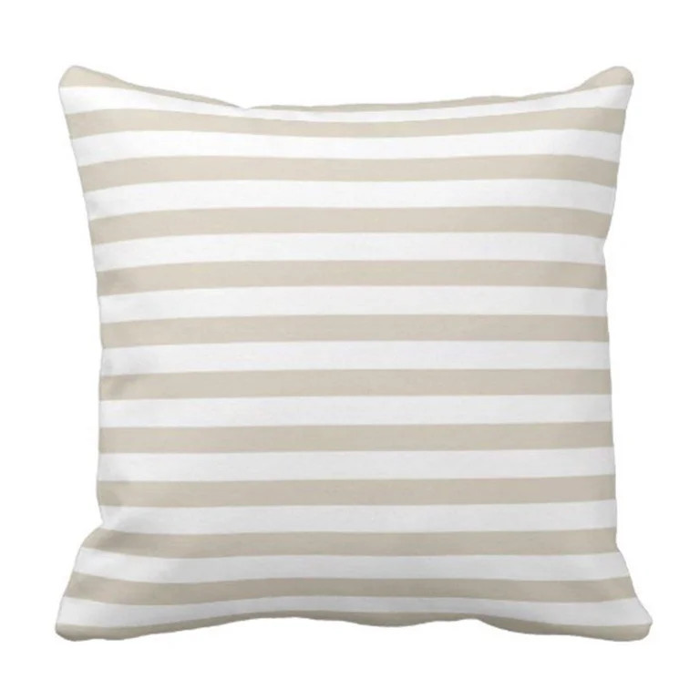 WOPOP Modern Tan Beige White Stripes Pillowcase Throw Pillow Cover 18x18 inches | Walmart (US)